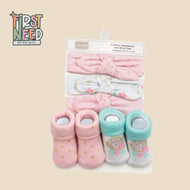 Head Band & Socks Set for Baby Girl (5 pcs)
