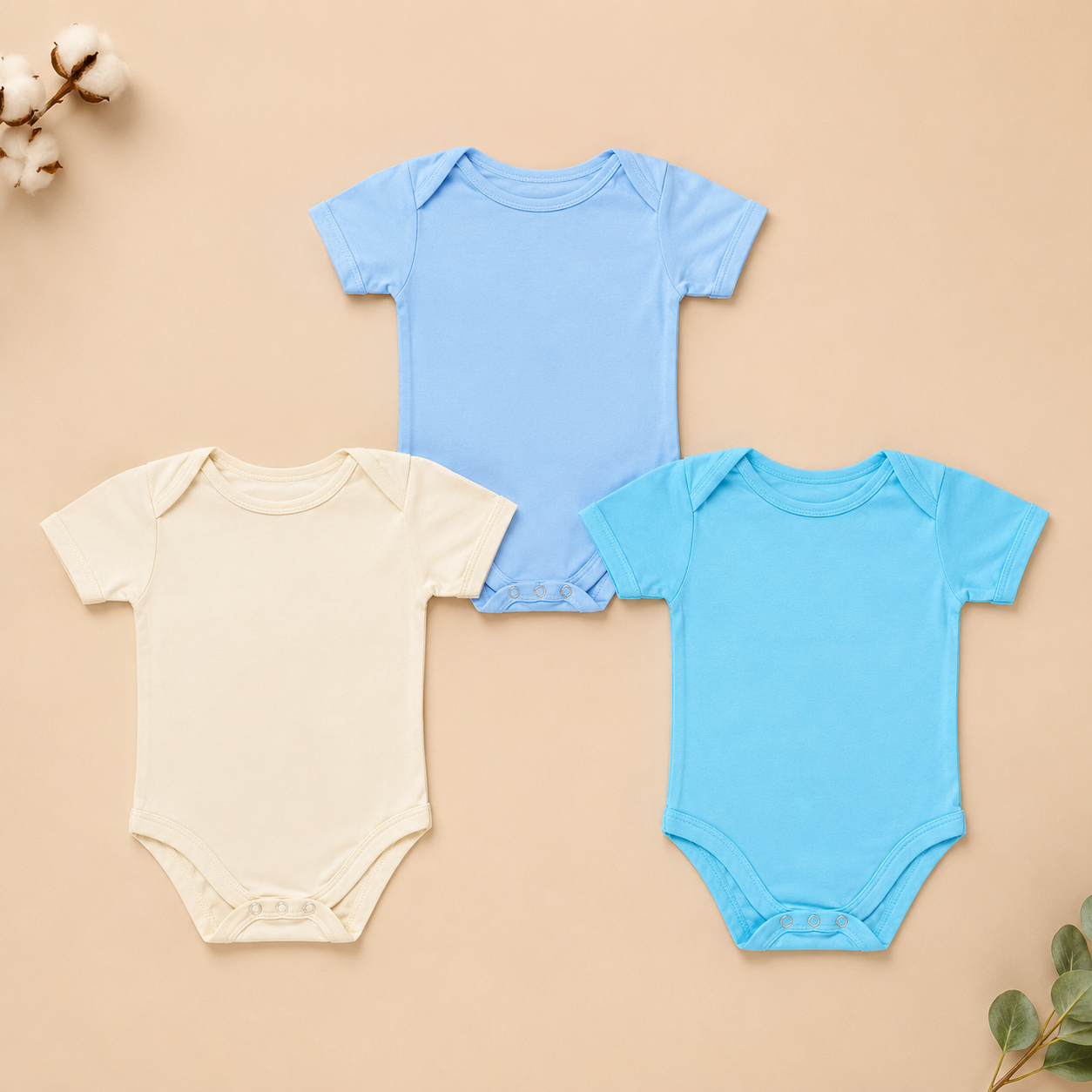 Cotton 3 Pcs Color Bodysuit