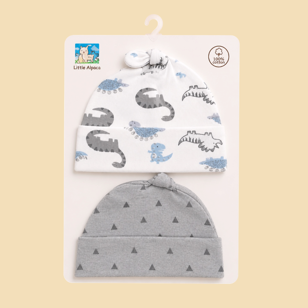 Baby Boy Cotton Beanie Caps (pack of 2)