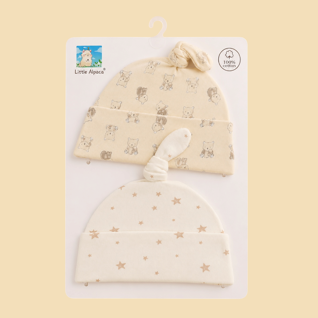 Baby Boy Cotton Beanie Caps (pack of 2)