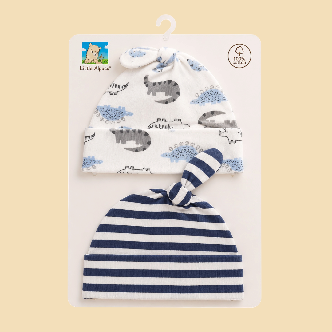 Baby Boy Cotton Beanie Caps (pack of 2)