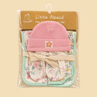 Baby Hat, Mitten and 2 burp clothes Gift set