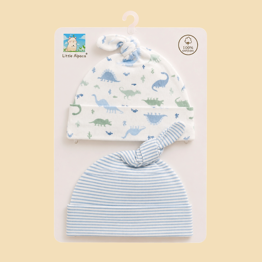 Baby Boy Cotton Beanie Caps (pack of 2)