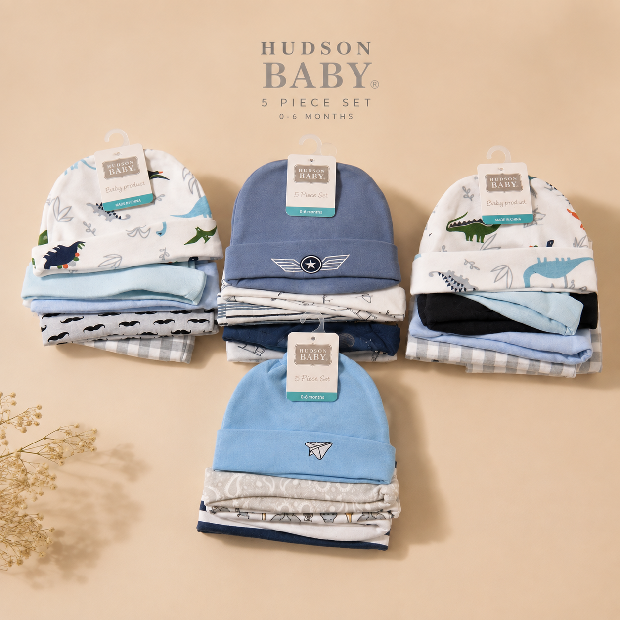 Hudson baby 5 pcs cotton cap pack
