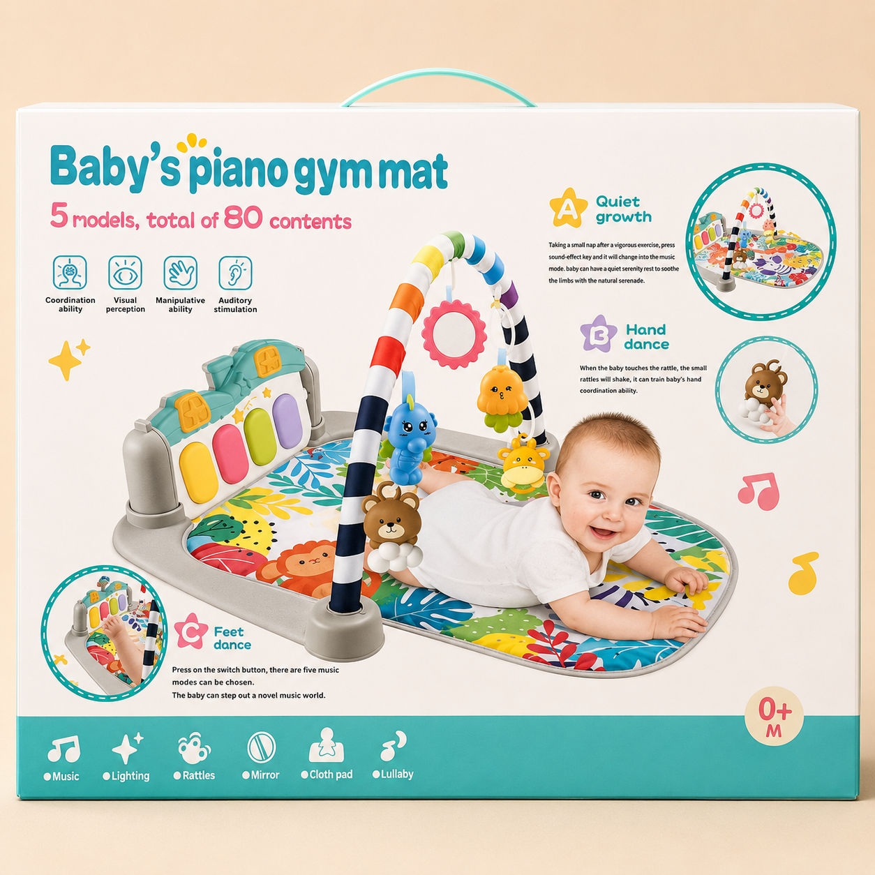 Baby piano gym mat