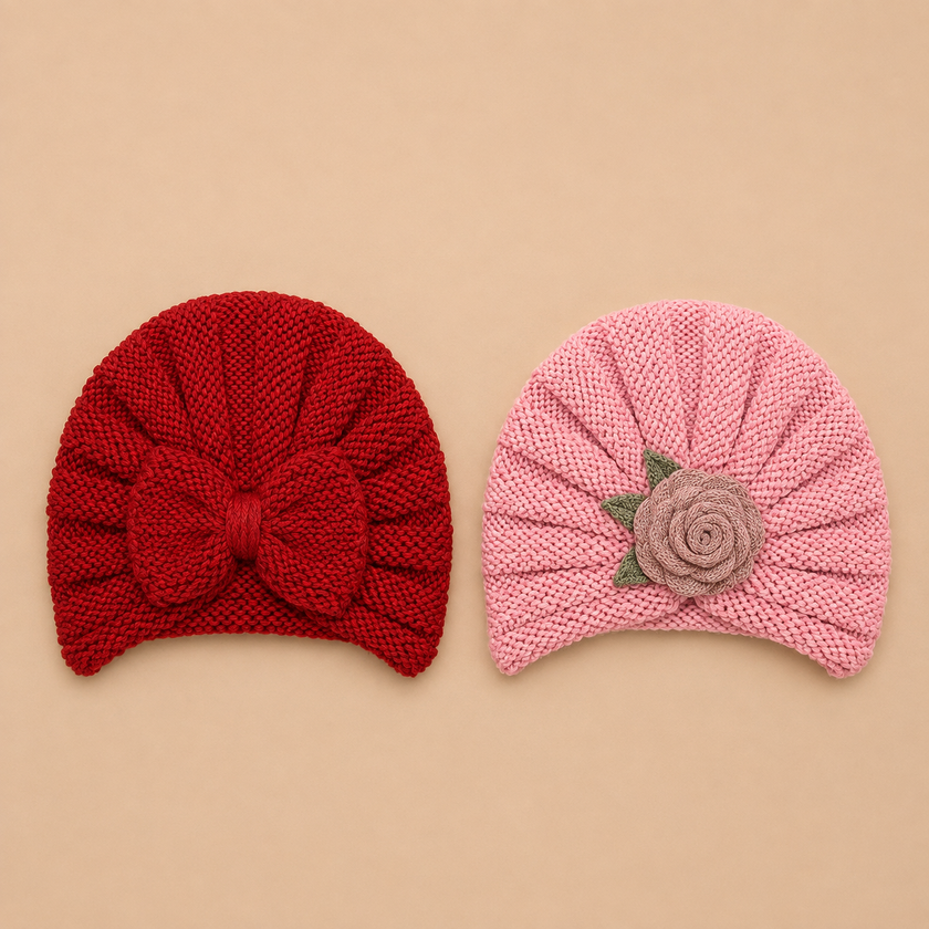 Woolen turban cap set (pack of 2)