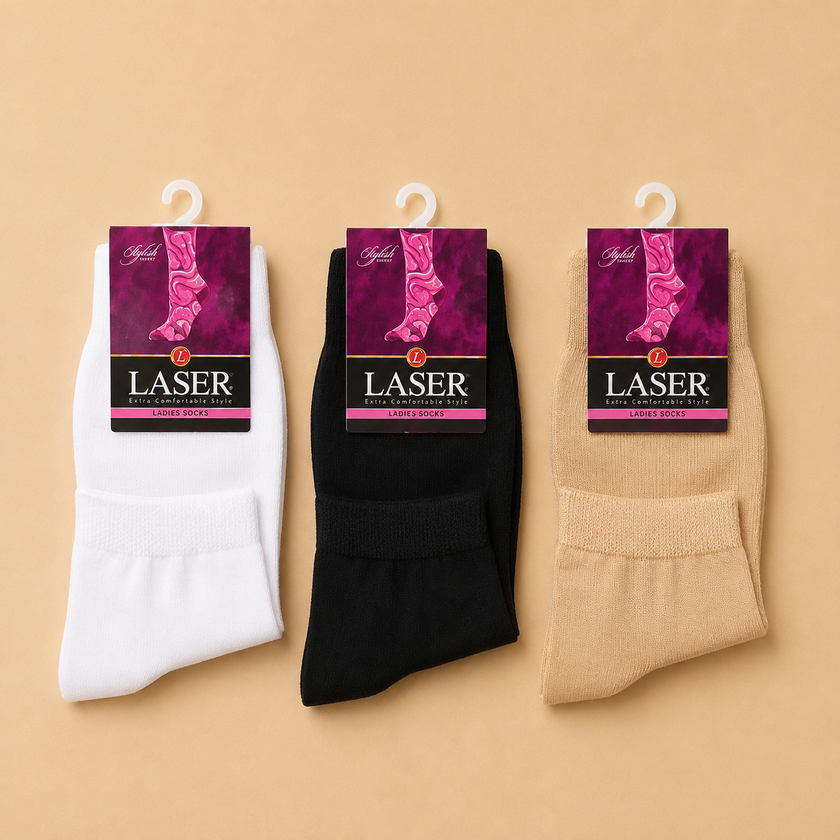 Ladies Cotton Socks High-ankel (pack of 3)