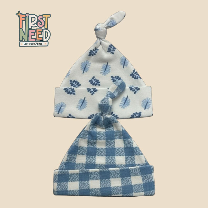 Baby Boy Cotton Beanie Caps (pack of 2)