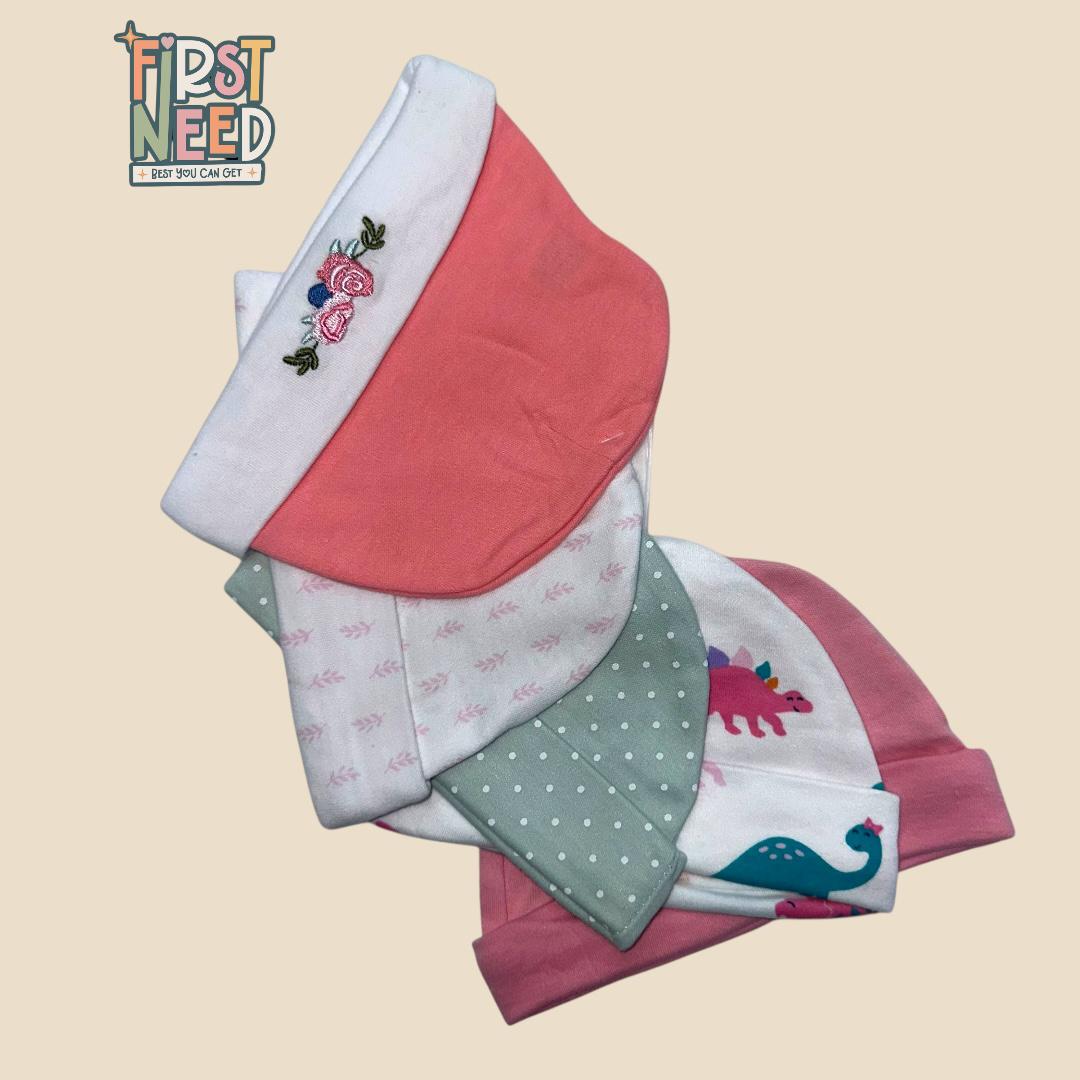 Hudson Baby Cotton Cap for Girls (pack of 5)