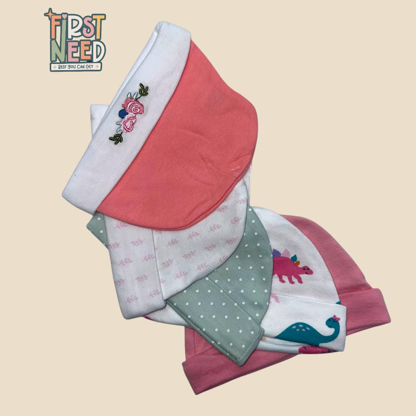 Hudson Baby Cotton Cap for Girls (pack of 5)