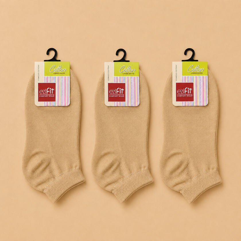 Ladies Ankle socks cotton (pack of 3)
