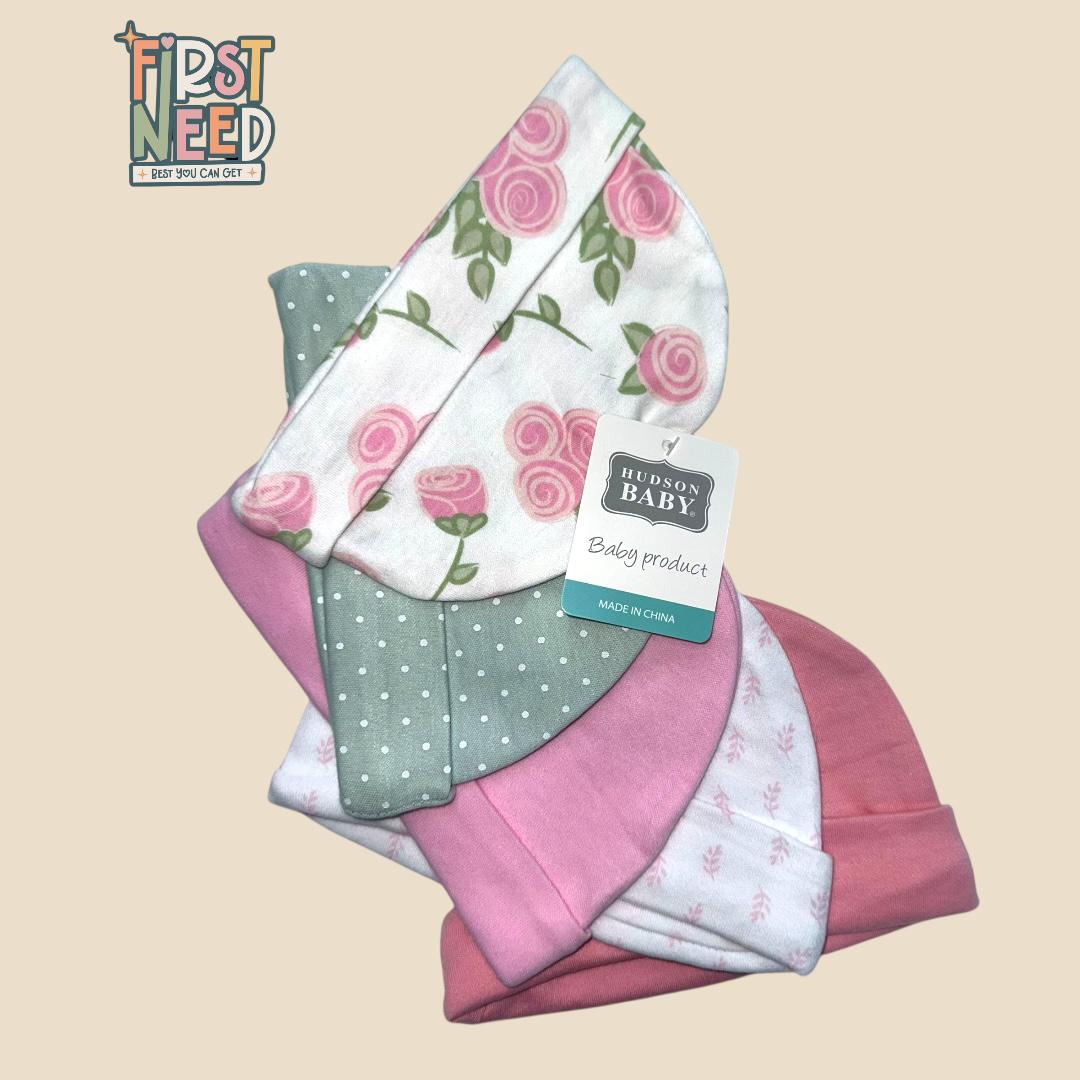 Hudson Baby Cotton Cap for Girls (pack of 5)